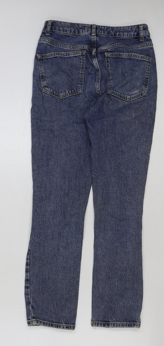 Denim & Co. Womens Blue Cotton Mom Jeans Size 8 L28 in Regular Button