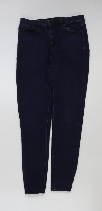 avenue denim Womens Blue Cotton Skinny Jeans Size 10 L27 in Regular Button