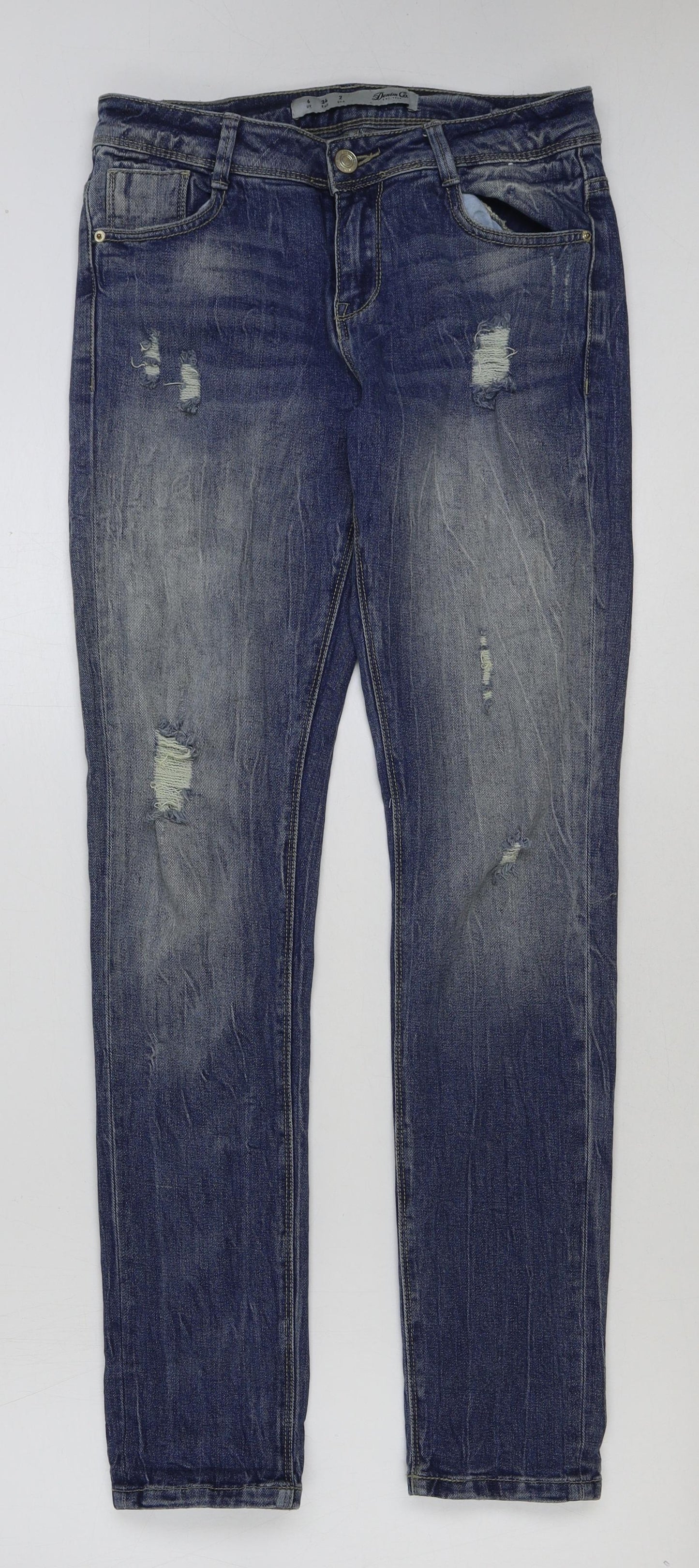 Denim & Co. Womens Blue Cotton Skinny Jeans Size 6 L31 in Regular Button