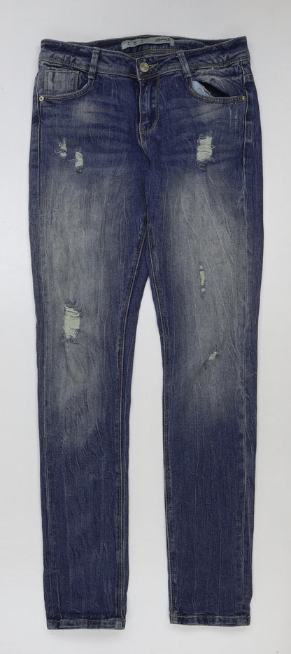 Denim & Co. Womens Blue Cotton Skinny Jeans Size 6 L31 in Regular Button