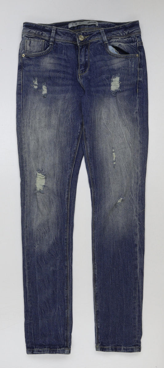 Denim & Co. Womens Blue Cotton Skinny Jeans Size 6 L31 in Regular Button