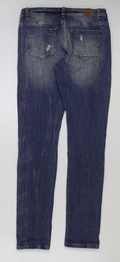 Denim & Co. Womens Blue Cotton Skinny Jeans Size 6 L31 in Regular Button