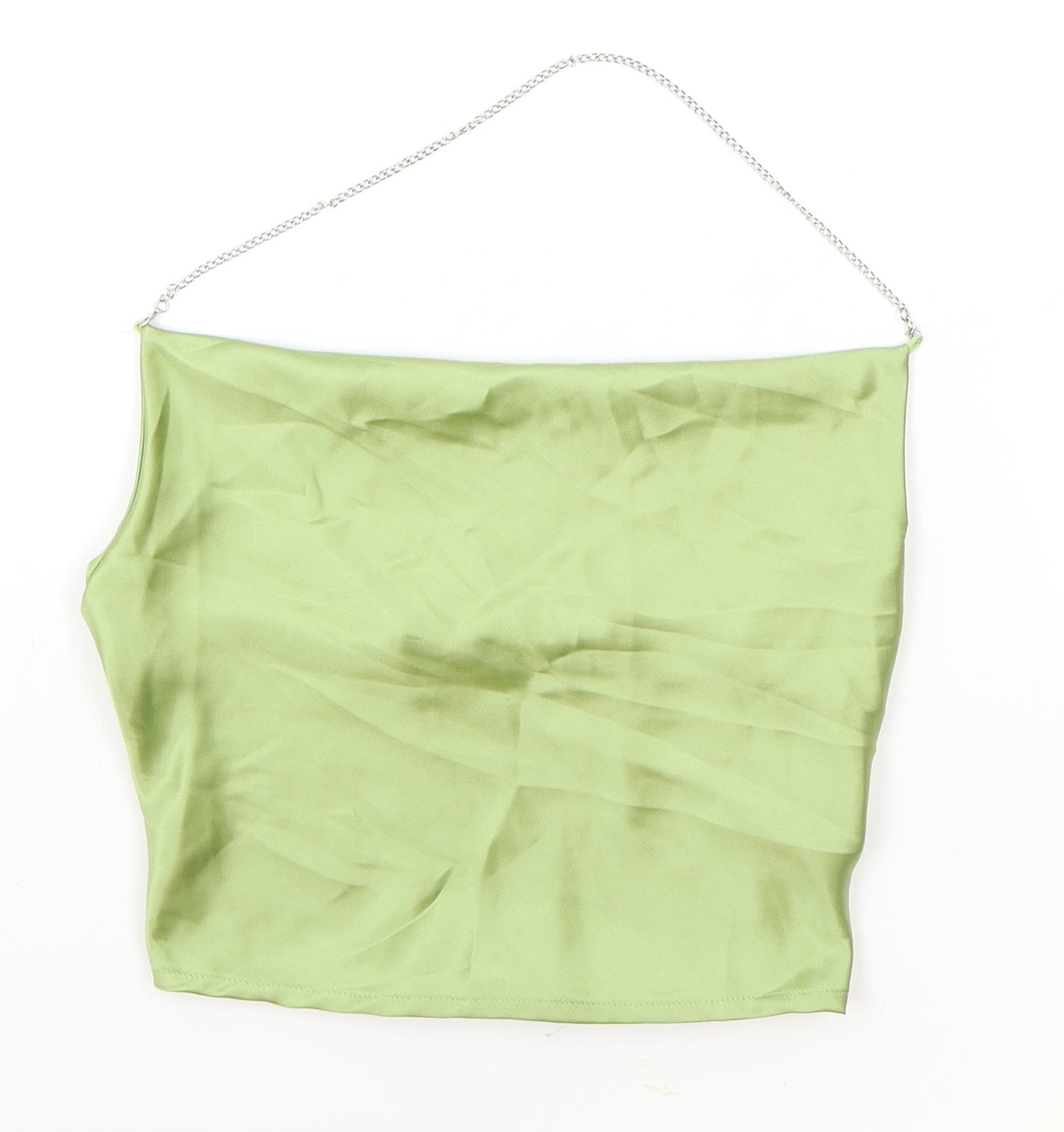 SheIn Womens Green Polyester Cropped Blouse Size S Cowl Neck - Chain