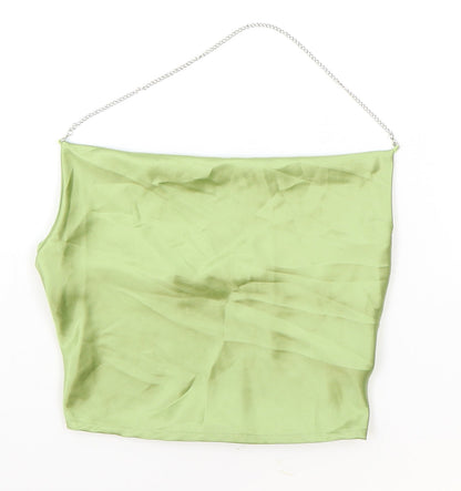 SheIn Womens Green Polyester Cropped Blouse Size S Cowl Neck - Chain