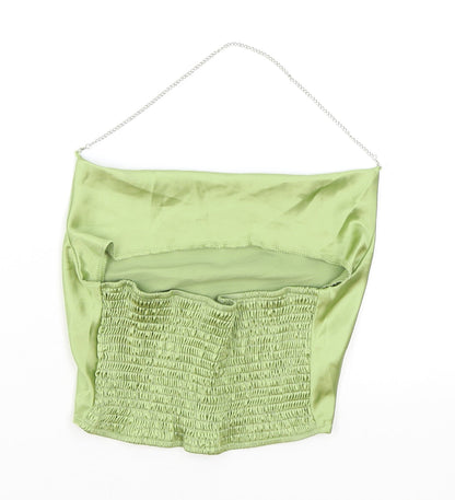 SheIn Womens Green Polyester Cropped Blouse Size S Cowl Neck - Chain