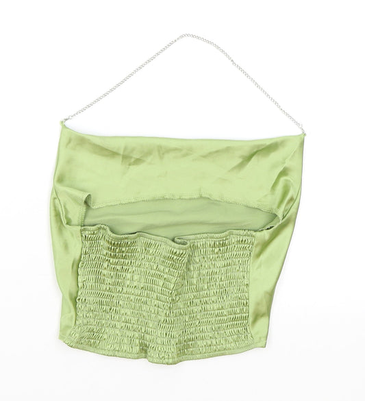 SheIn Womens Green Polyester Cropped Blouse Size S Cowl Neck - Chain