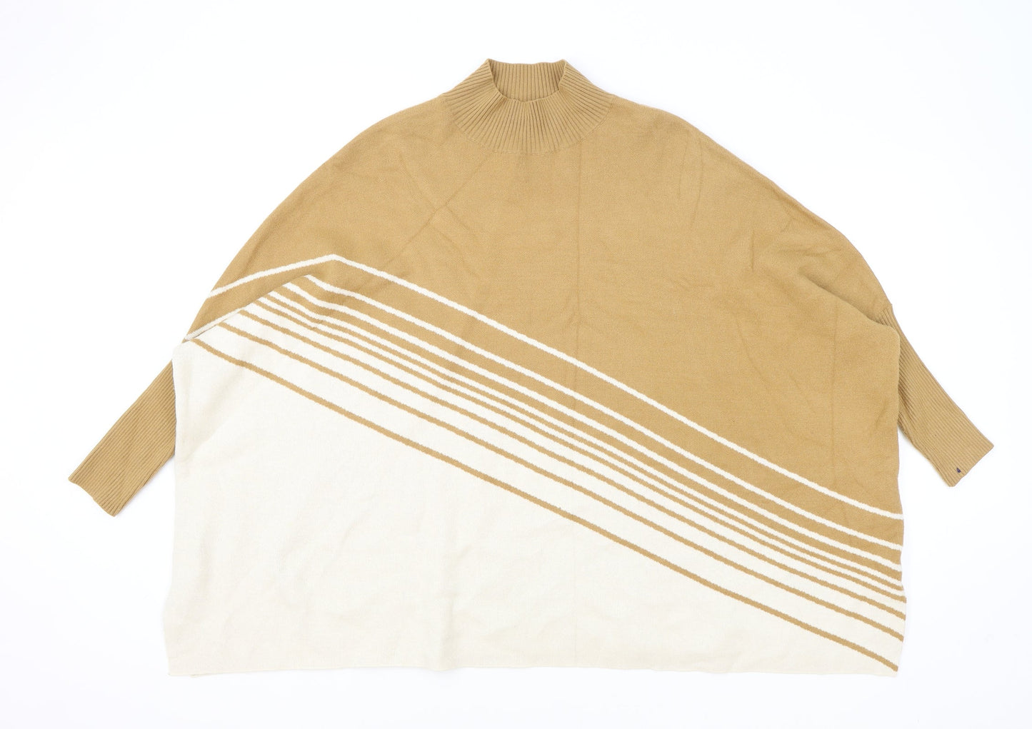 TU Womens Brown Striped Viscose Pullover Jumper One Size