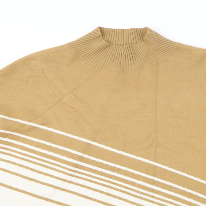 TU Womens Brown Striped Viscose Pullover Jumper One Size