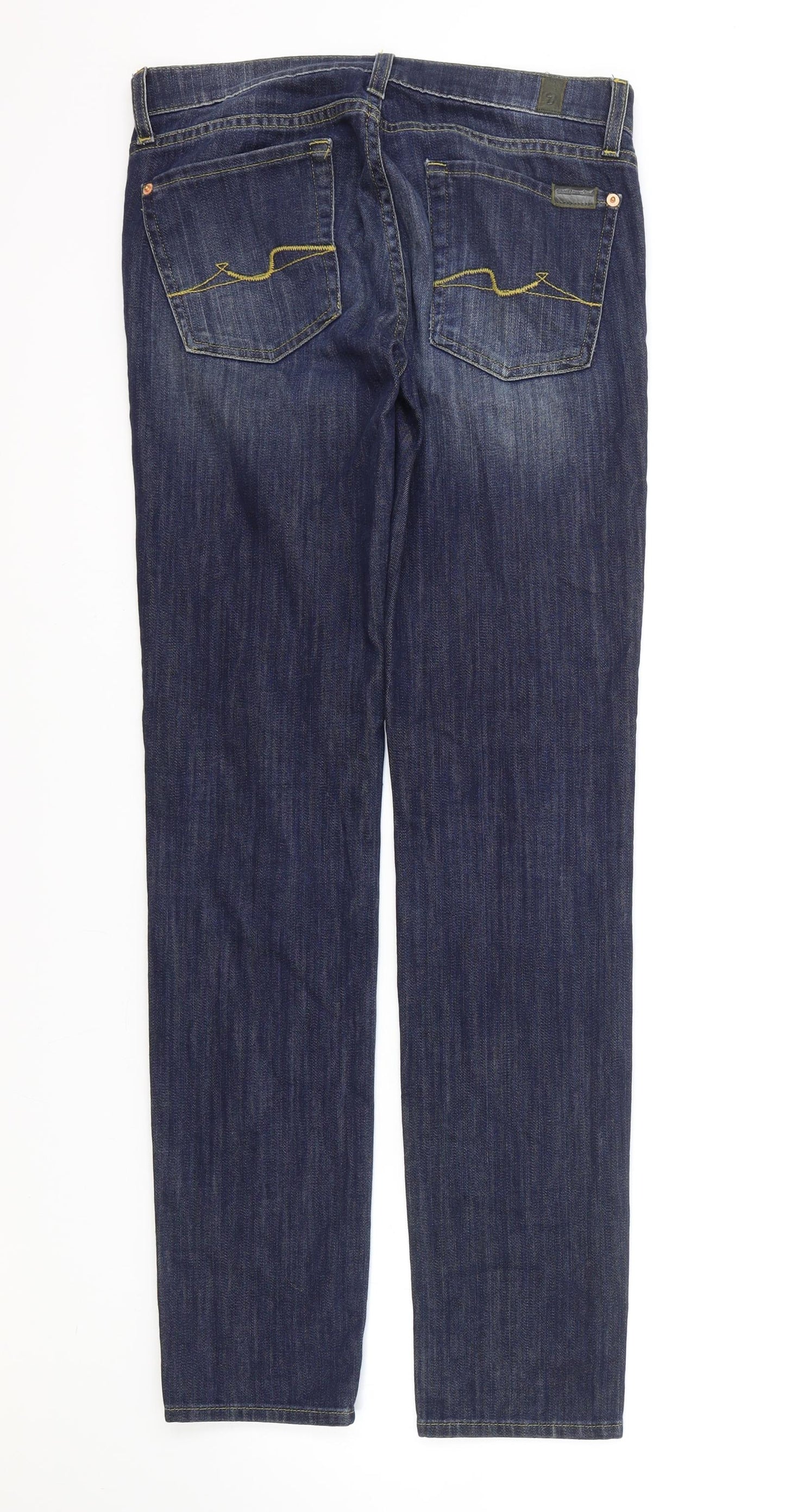 7 Womens Blue Cotton Straight Jeans Size 29 L30.5 in Regular Zip