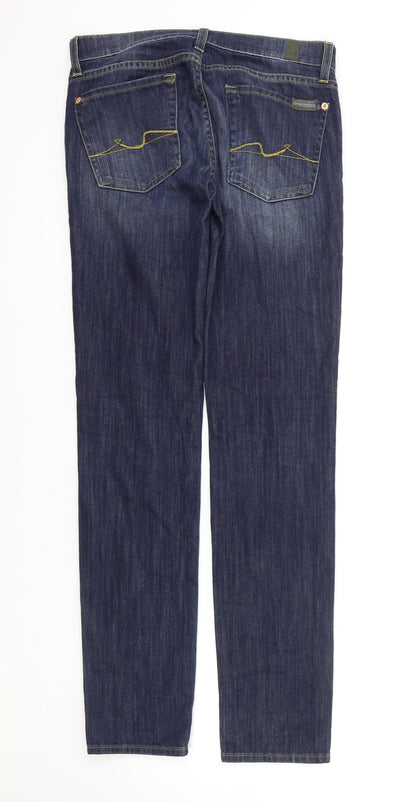 7 Womens Blue Cotton Straight Jeans Size 29 L30.5 in Regular Zip