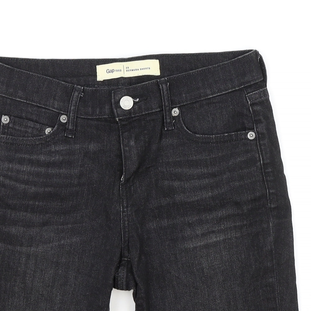 Gap Womens Black Cotton Bermuda Shorts Size 25 in L8 in Regular Zip