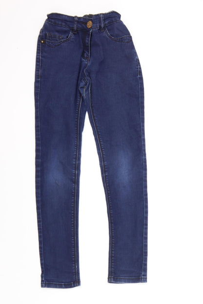 NEXT Girls Blue Cotton Skinny Jeans Size 11 Years Regular Button