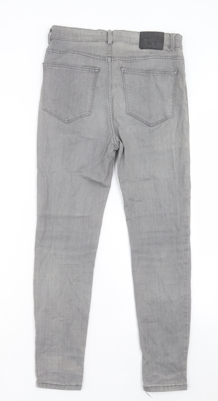 Pull&Bear Womens Grey Cotton Skinny Jeans Size 12 L26 in Regular Button