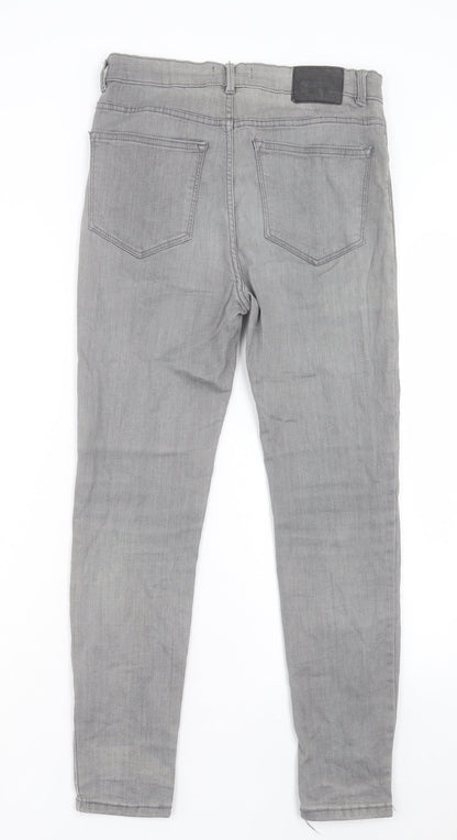 Pull&Bear Womens Grey Cotton Skinny Jeans Size 12 L26 in Regular Button