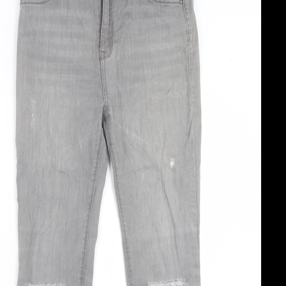 Pull&Bear Womens Grey Cotton Skinny Jeans Size 12 L26 in Regular Button