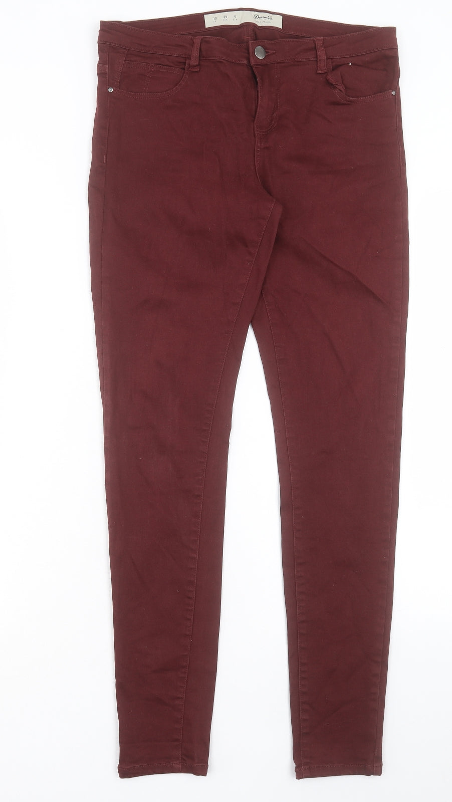 Denim & Co. Womens Red Cotton Skinny Jeans Size 10 L29 in Regular Button