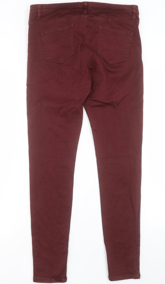 Denim & Co. Womens Red Cotton Skinny Jeans Size 10 L29 in Regular Button