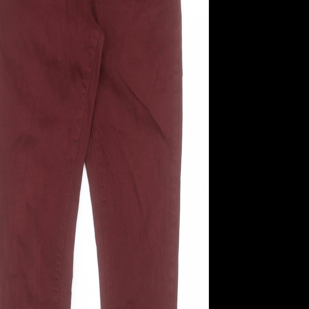 Denim & Co. Womens Red Cotton Skinny Jeans Size 10 L29 in Regular Button