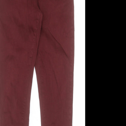 Denim & Co. Womens Red Cotton Skinny Jeans Size 10 L29 in Regular Button