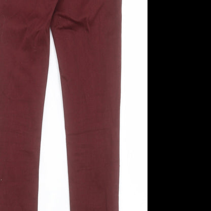 Denim & Co. Womens Red Cotton Skinny Jeans Size 10 L29 in Regular Button