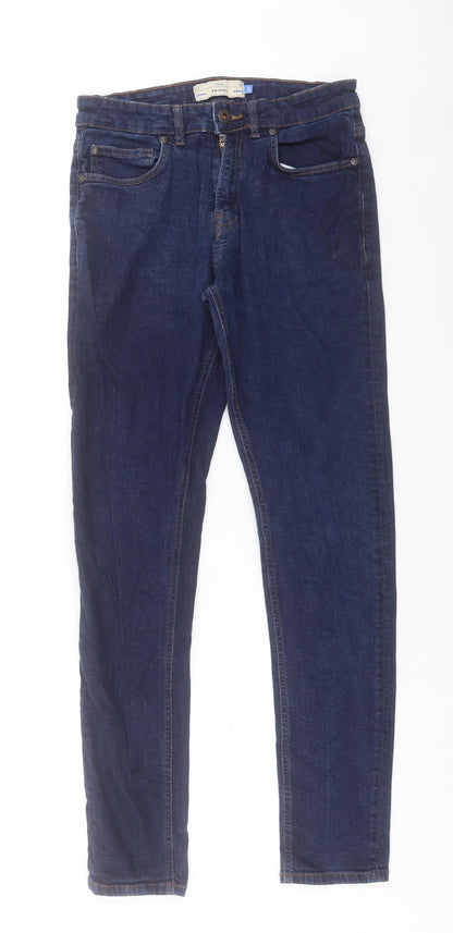 NENXT Mens Blue Cotton Skinny Jeans Size 30 in L31 in Regular Button