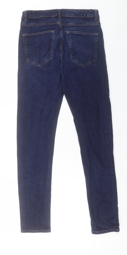 NENXT Mens Blue Cotton Skinny Jeans Size 30 in L31 in Regular Button