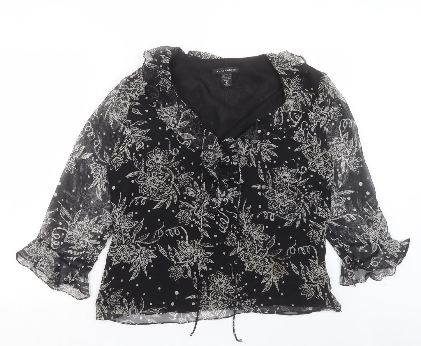 Womens UK Size XL Anne Carson Black Basic Blouse