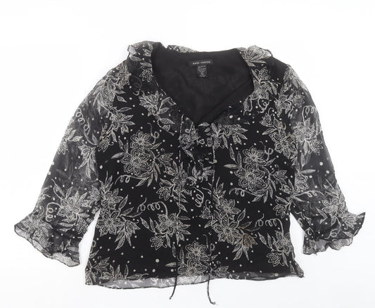 Womens UK Size XL Anne Carson Black Basic Blouse