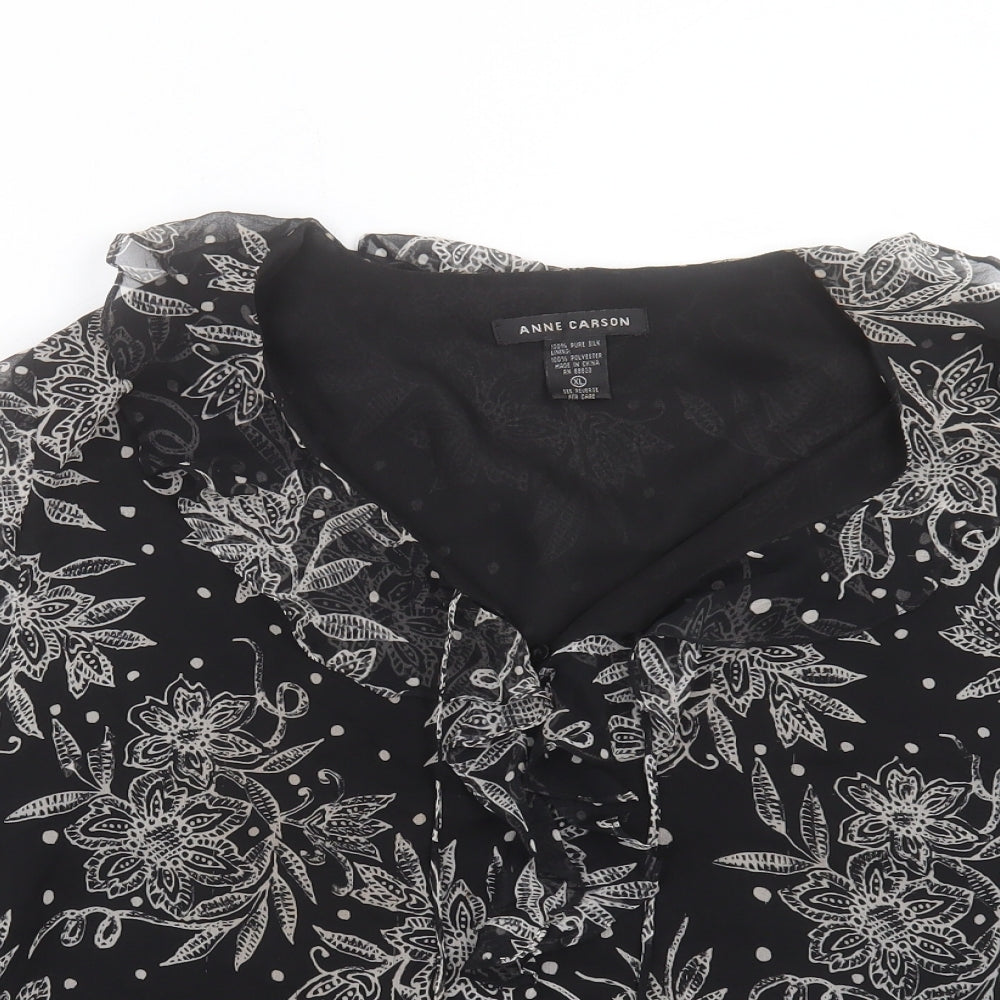 Womens UK Size XL Anne Carson Black Basic Blouse