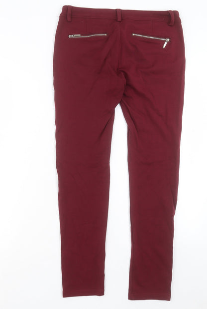 PARISIAN SIGNATURE Womens Red Polyester Jegging Trousers Size 12 L28 in Regular Button