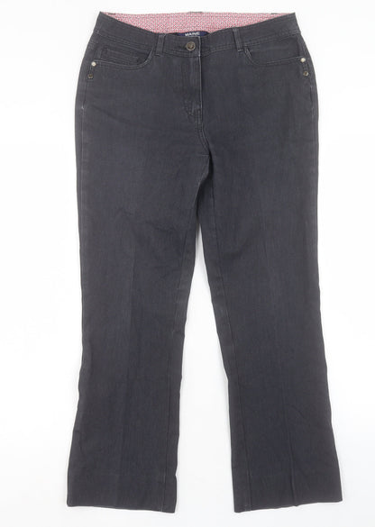 Maine Womens Black Cotton Straight Jeans Size 10 L26 in Regular Button