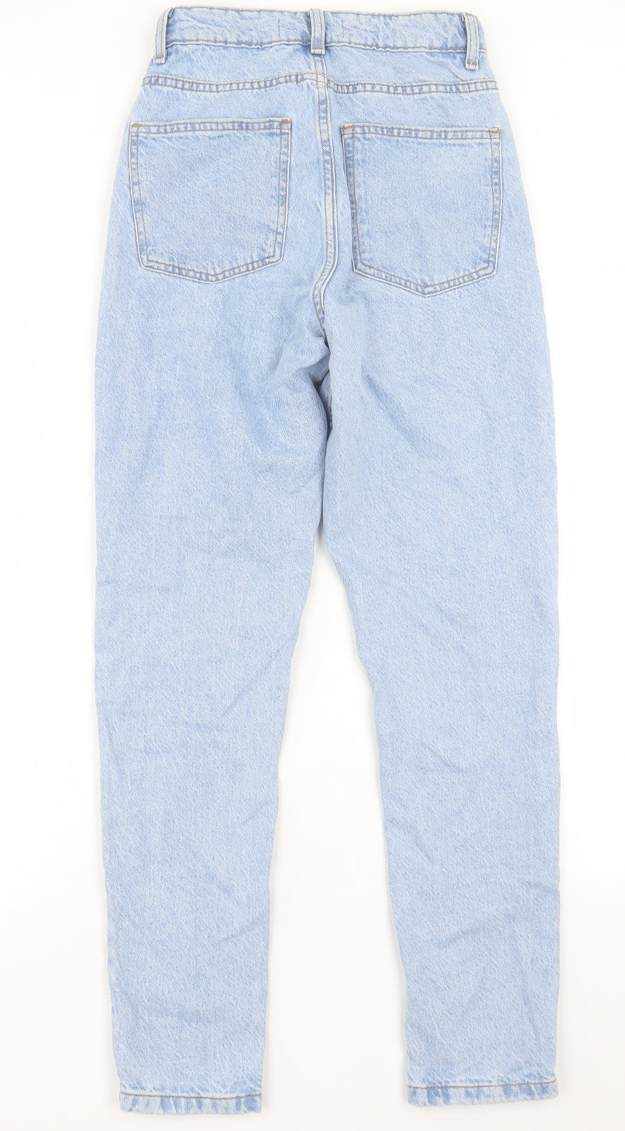Denim & Co. Womens Blue Cotton Straight Jeans Size 4 L29 in Regular Button