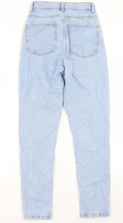 Denim & Co. Womens Blue Cotton Straight Jeans Size 4 L29 in Regular Button