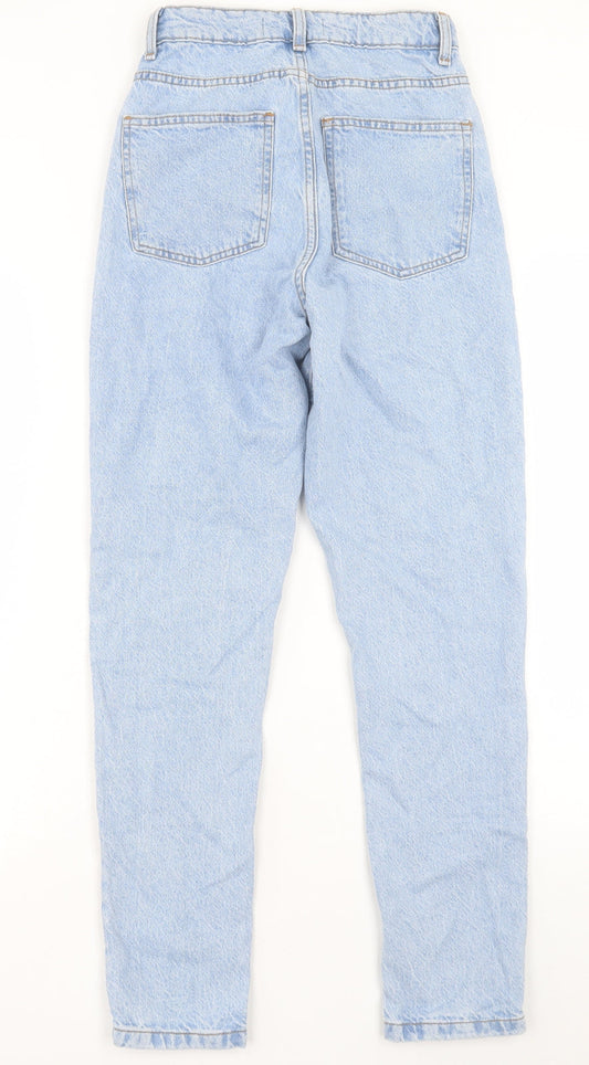 Denim & Co. Womens Blue Cotton Straight Jeans Size 4 L29 in Regular Button