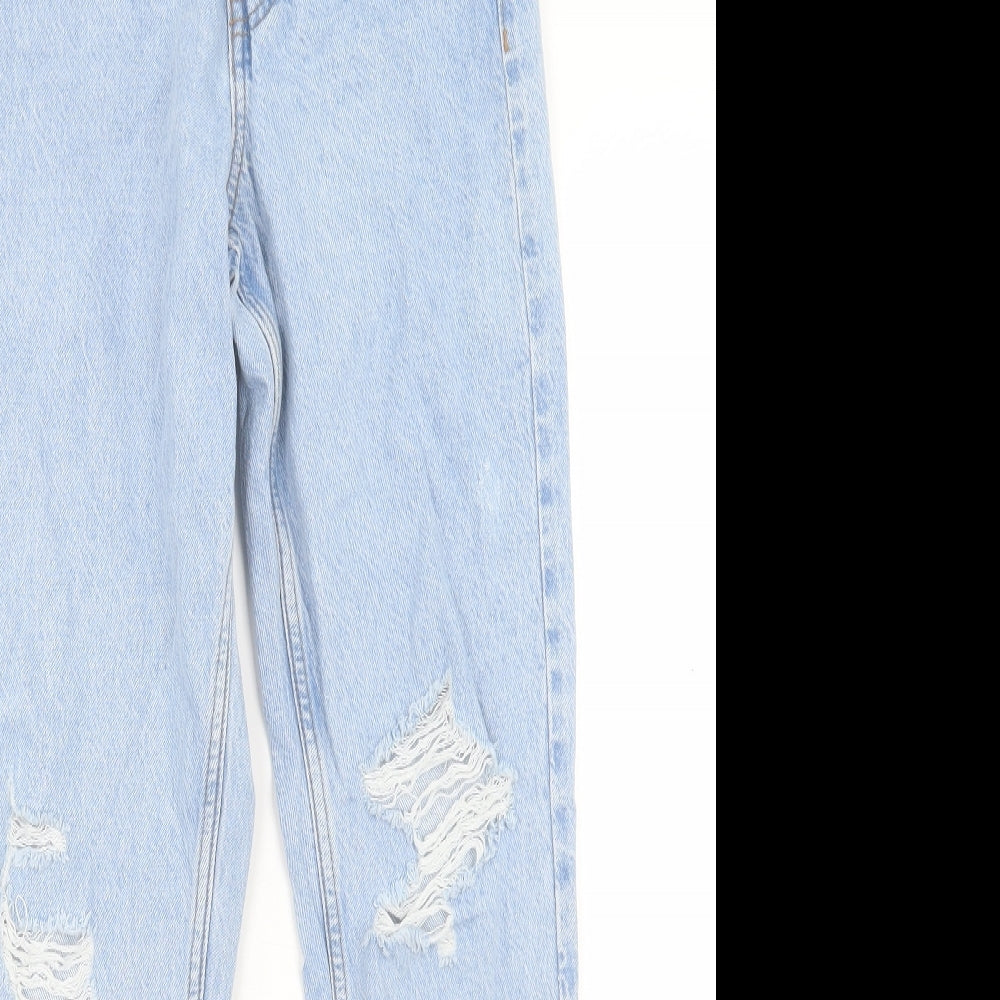 Denim & Co. Womens Blue Cotton Straight Jeans Size 4 L29 in Regular Button