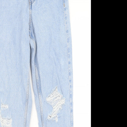 Denim & Co. Womens Blue Cotton Straight Jeans Size 4 L29 in Regular Button