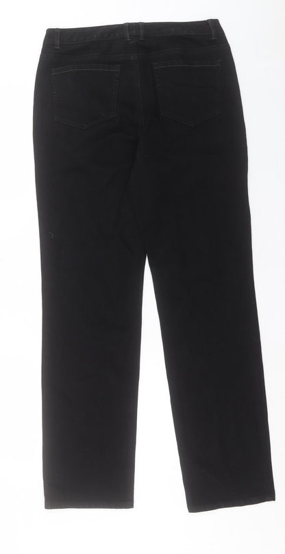 Charter Club Womens Black Cotton Straight Jeans Size 8 L32 in Regular Button