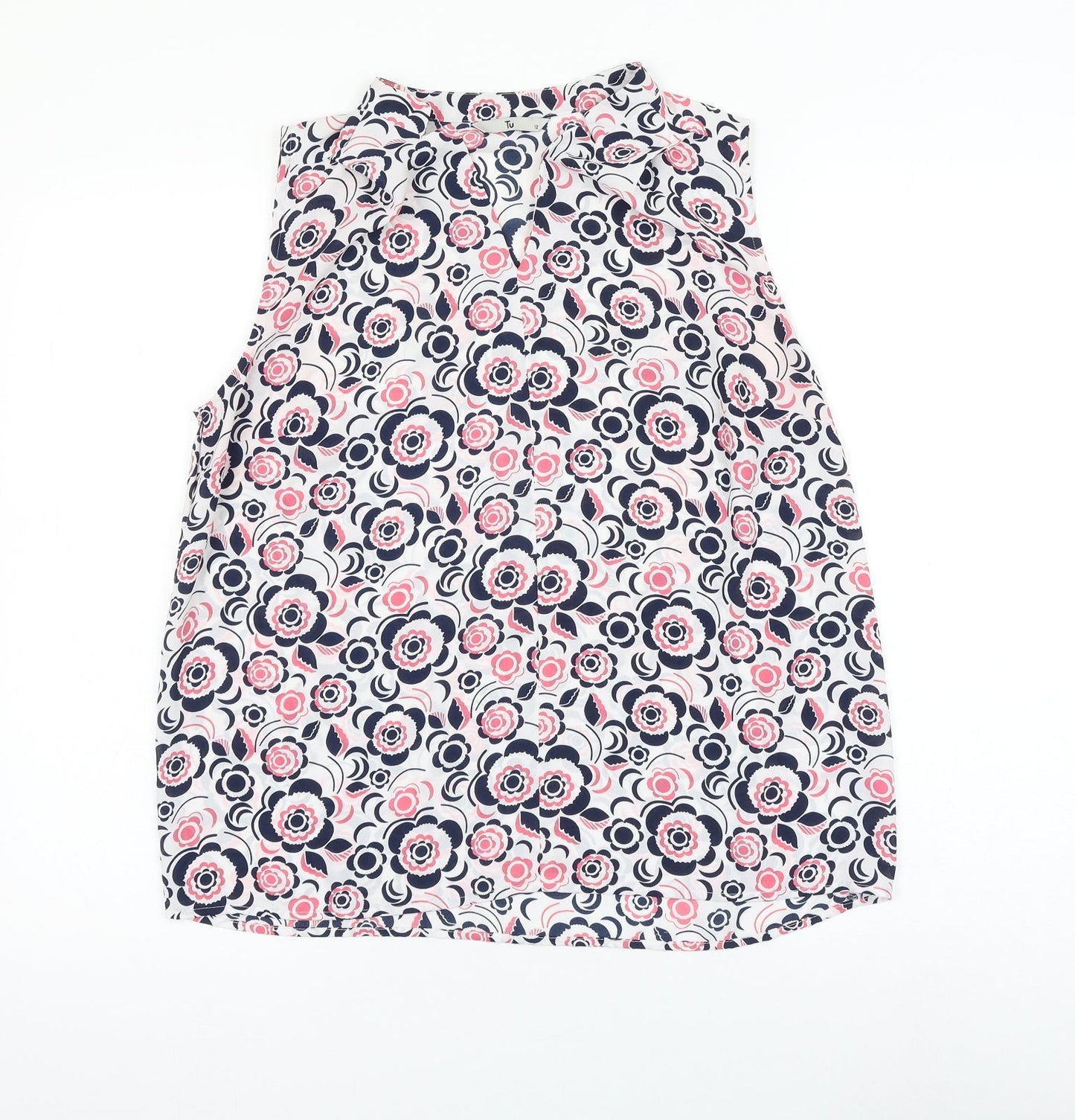 TU Womens Multicoloured Floral Polyester Basic Blouse Size 12 V-Neck