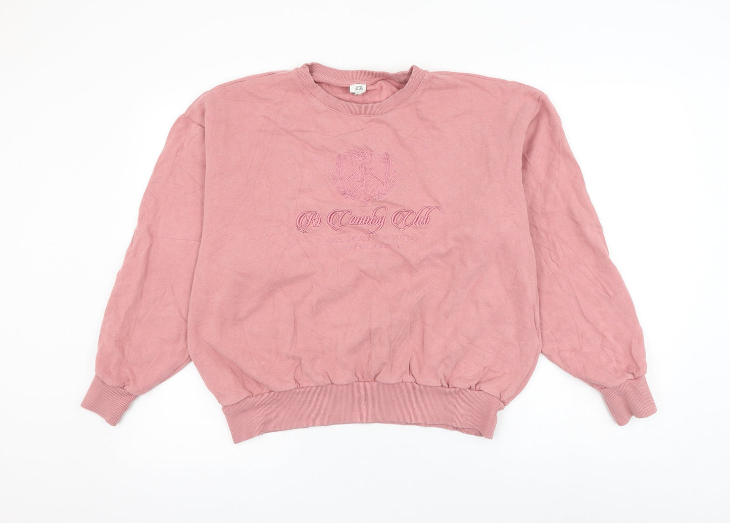 River Island Womens Pink Cotton Pullover Sweatshirt Size S Pullover - RI Country Club