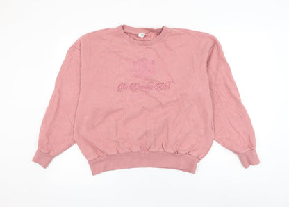 River Island Womens Pink Cotton Pullover Sweatshirt Size S Pullover - RI Country Club