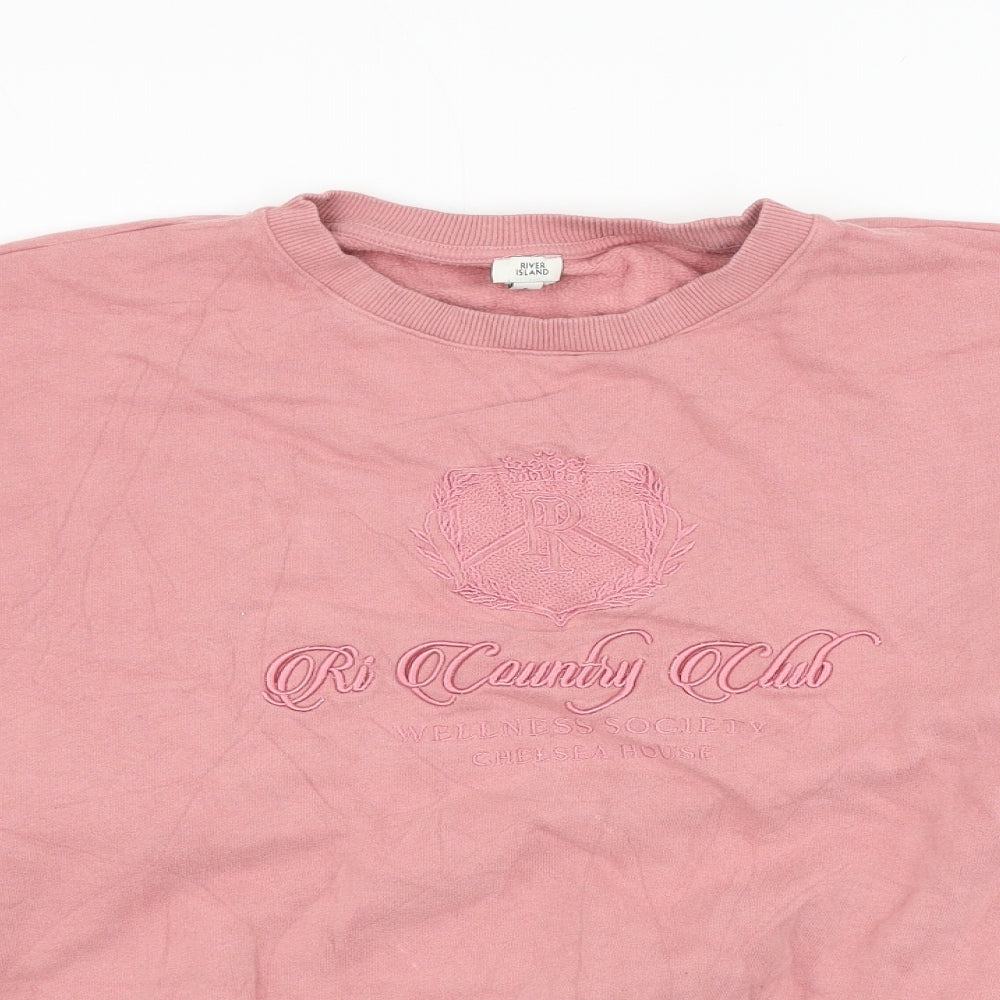 River Island Womens Pink Cotton Pullover Sweatshirt Size S Pullover - RI Country Club