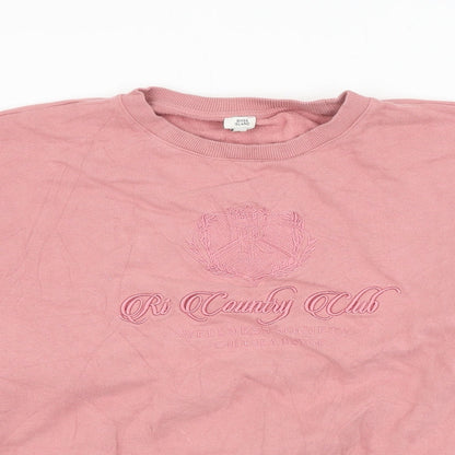 River Island Womens Pink Cotton Pullover Sweatshirt Size S Pullover - RI Country Club