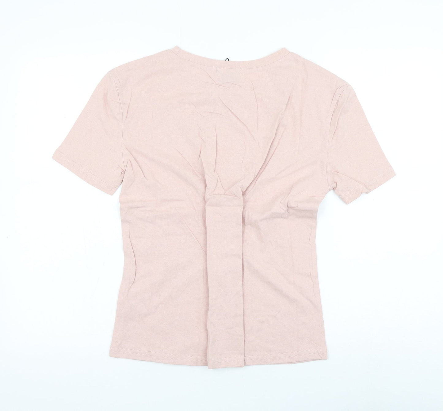 Eight Womens Pink Cotton Basic T-Shirt Size M Round Neck - Slayer Lace Up