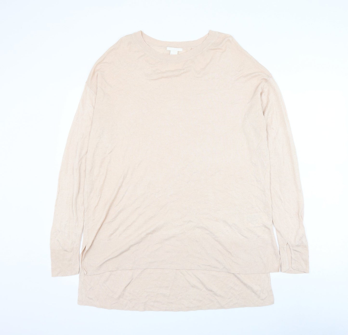 H&M Mens Pink Round Neck Acrylic Pullover Jumper Size L