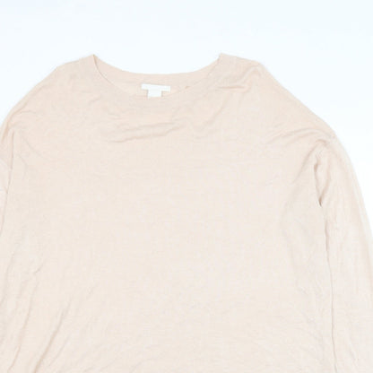 H&M Mens Pink Round Neck Acrylic Pullover Jumper Size L