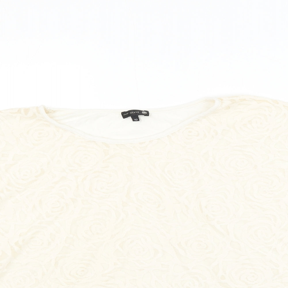 Womens UK Size 10 River Island Ivory Basic Blouse
