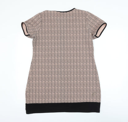 Mandi Womens Pink Geometric Polyester Shift Size 14 Round Neck Pullover