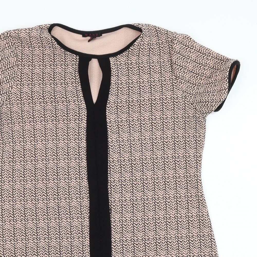 Mandi Womens Pink Geometric Polyester Shift Size 14 Round Neck Pullover