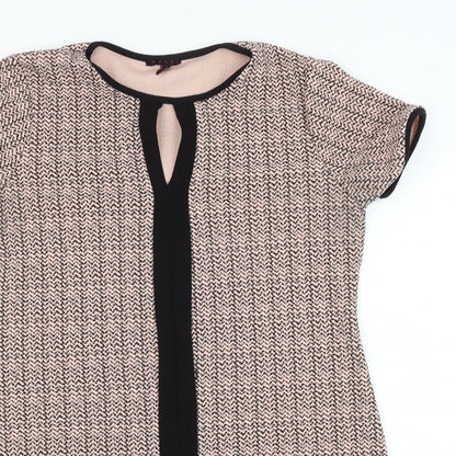 Mandi Womens Pink Geometric Polyester Shift Size 14 Round Neck Pullover