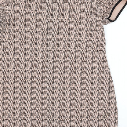Mandi Womens Pink Geometric Polyester Shift Size 14 Round Neck Pullover